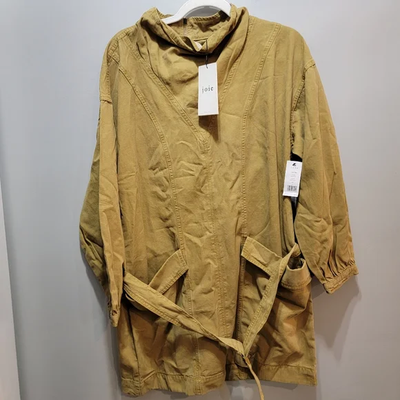 Joie Chantria Belted Cowl-Neck Utility Mini Dress Size Large ECRU OLIVE NEW! - Picture 6 of 11